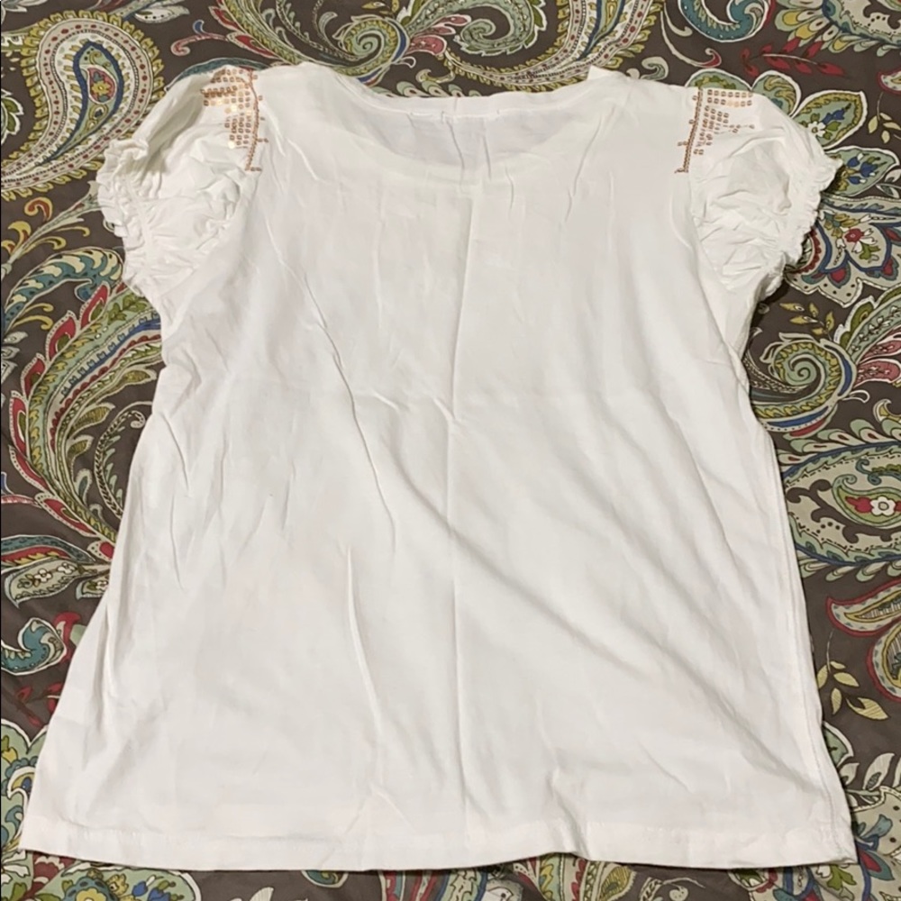 Copper sequined basic white tee - Picture 3 of 4